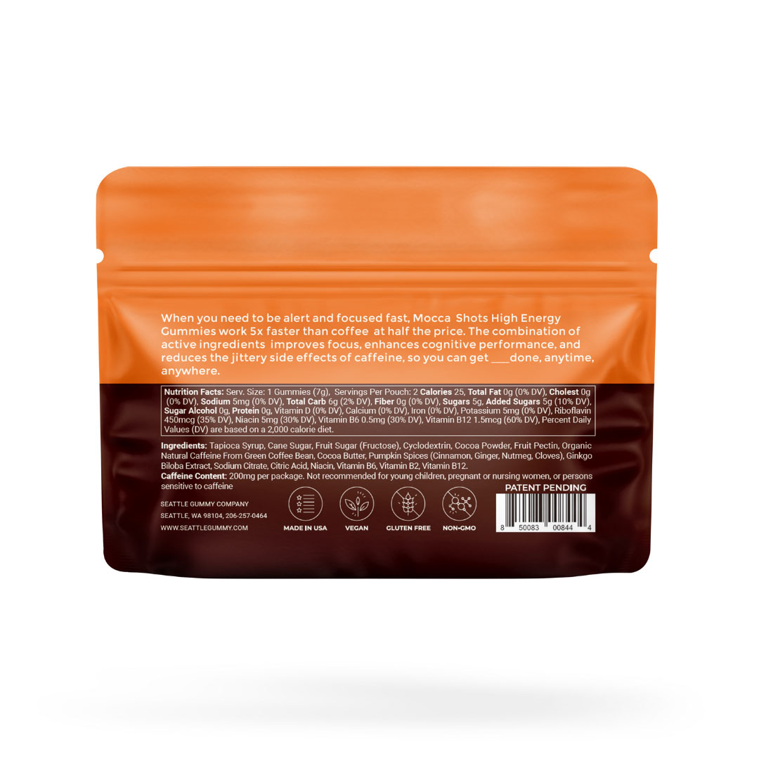 Mocca Shots Caffeine Gummies – Pumpkin Spice - 12-Pack