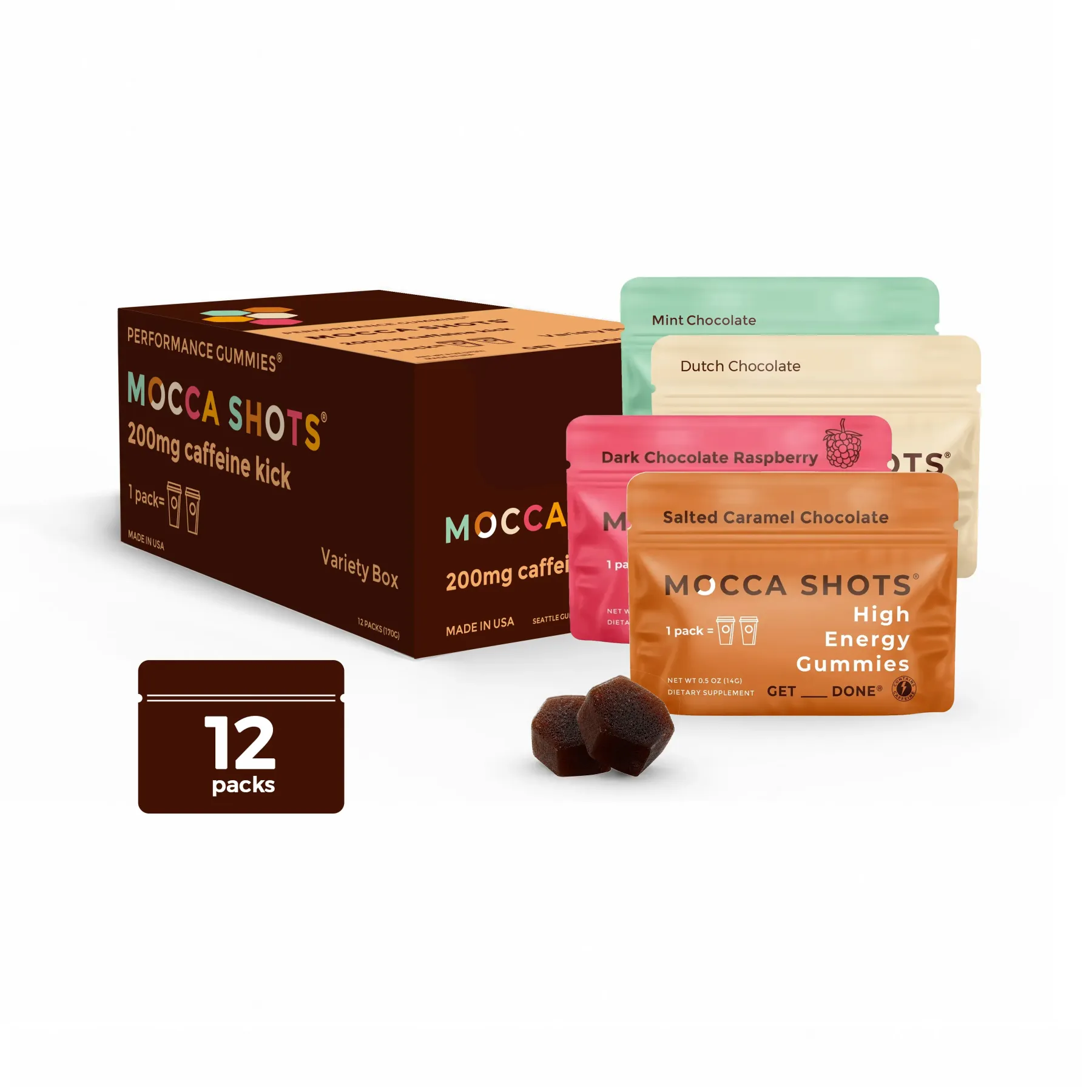 Mocca Shots Caffeine Gummies – 12-Pack
