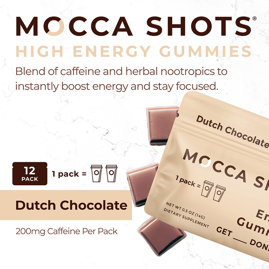 Raspberry Chocolate Energy Gummies & Mocca Shots – 12 Packs