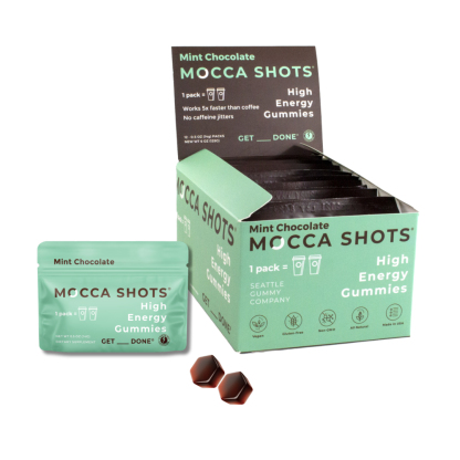 Raspberry Chocolate Energy Gummies & Mocca Shots – 12 Packs