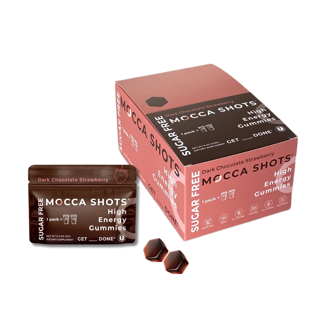 Sugar Free Strawberry Energy Gummies & Mocca Shots – 12 Packs