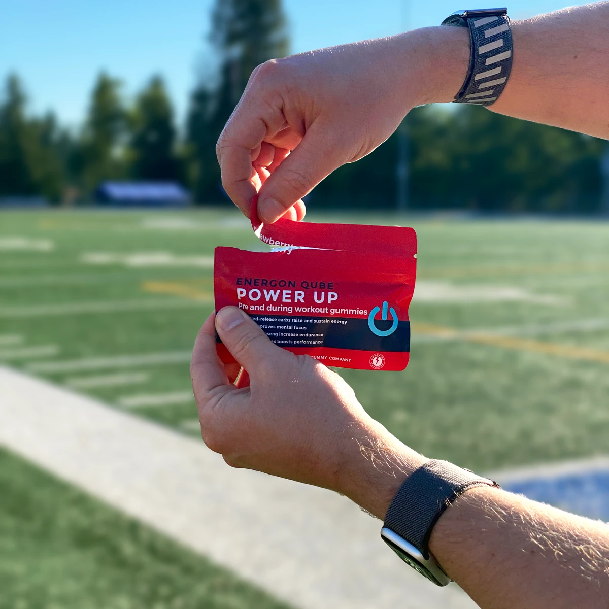 {"default":"opening power up pouch on a field"}
