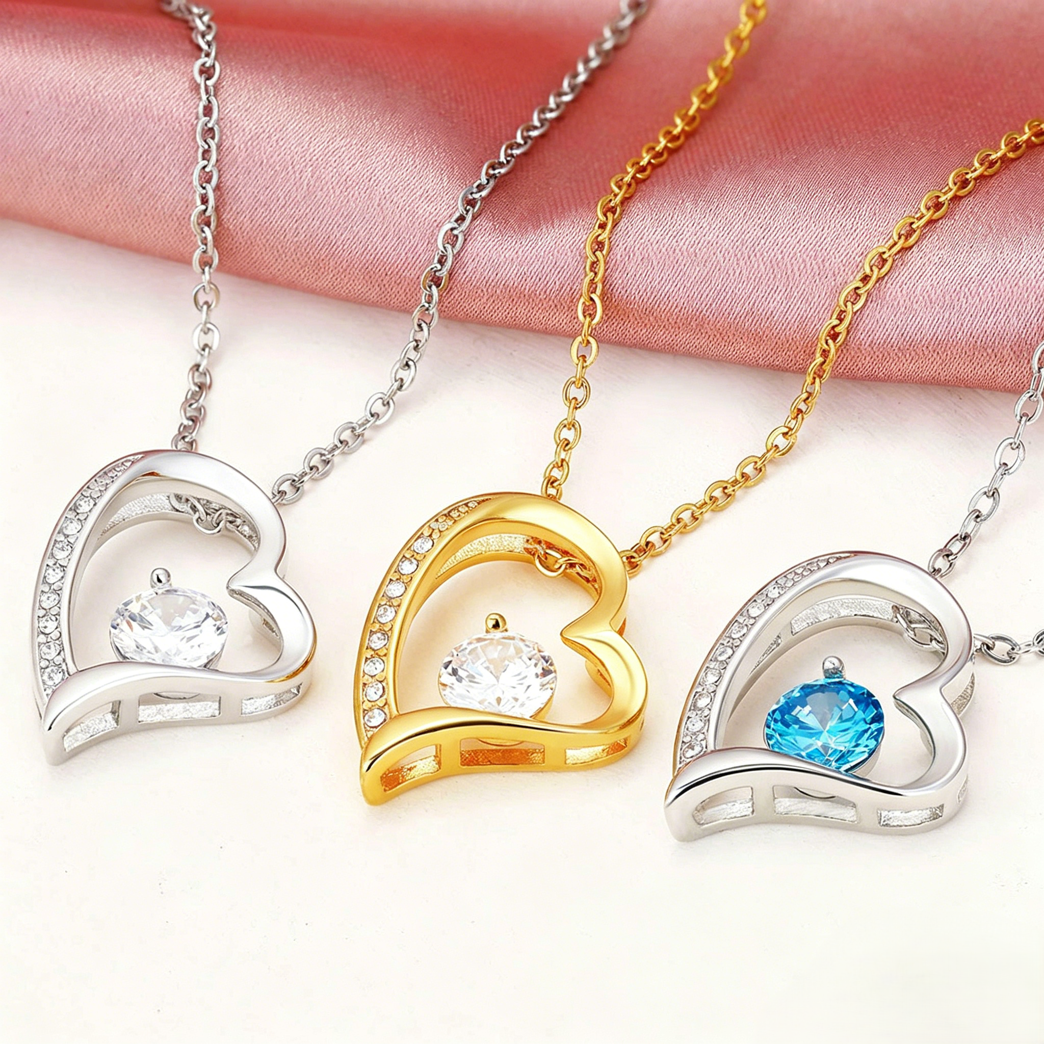 12 Months Birthstone Heart -【Necklace】| 925 silver
