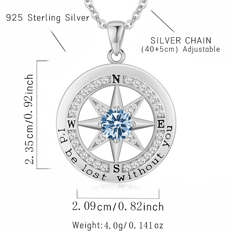 12 Months Birthstone Compass  -【Necklace】| 925 silver