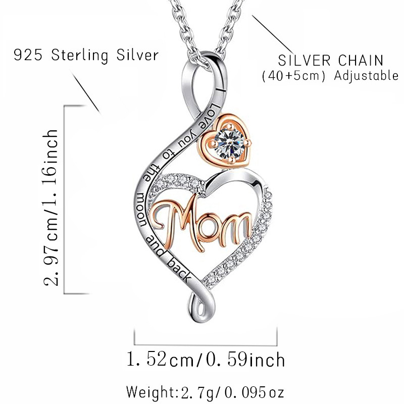 12 Months Birthstone Heart & Mom【necklace】| 925 silver