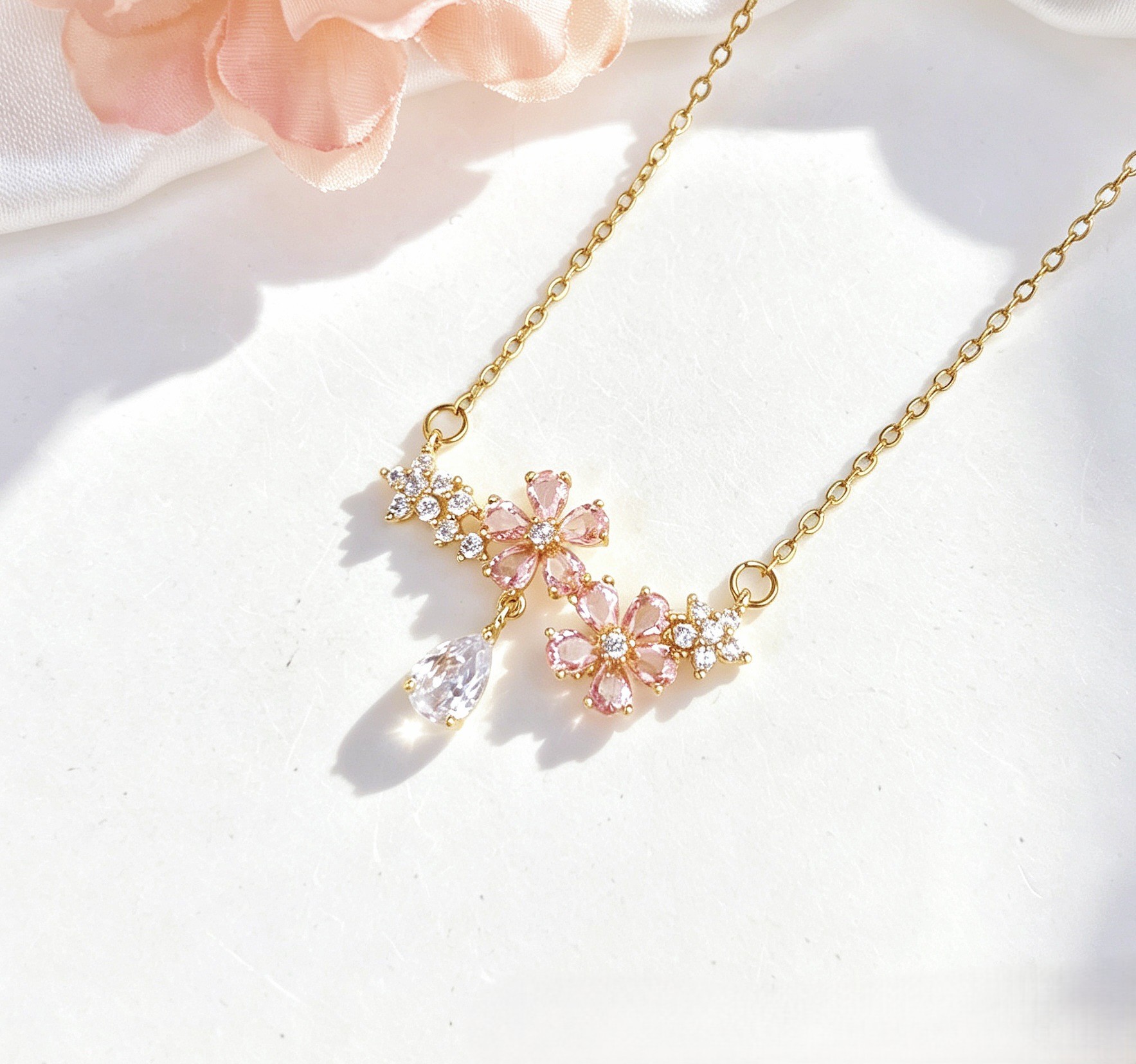 Sakura Water Drop-【necklace】