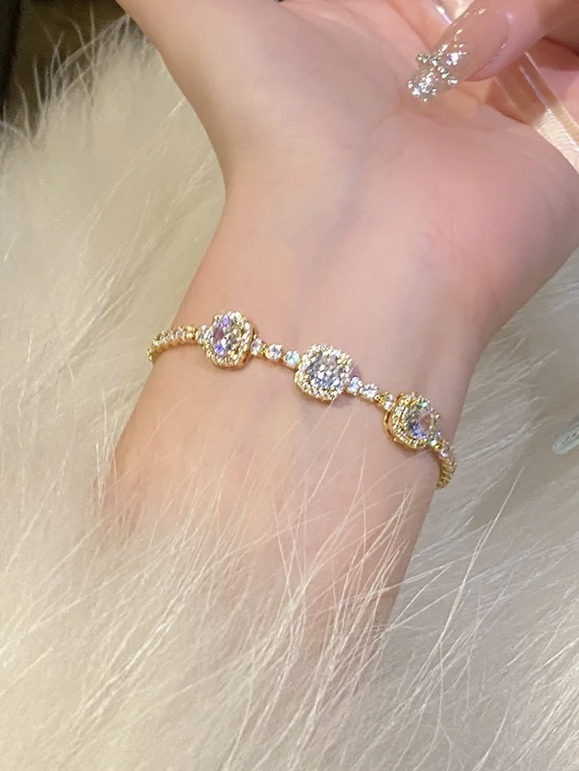 Dazzling Square Sugar Crystal Bracelet