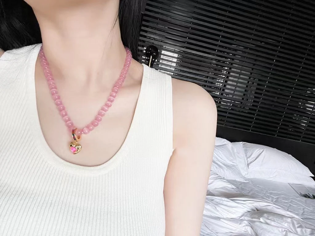 Opal heart pentagram gemstone necklace