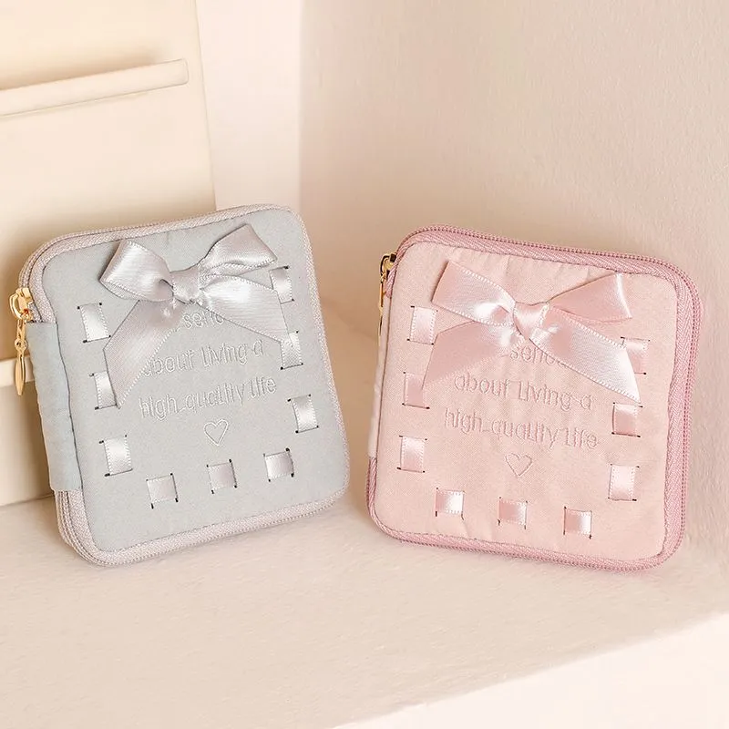 Ribbon Bow Square Foldable Jewelry Storage Pouch