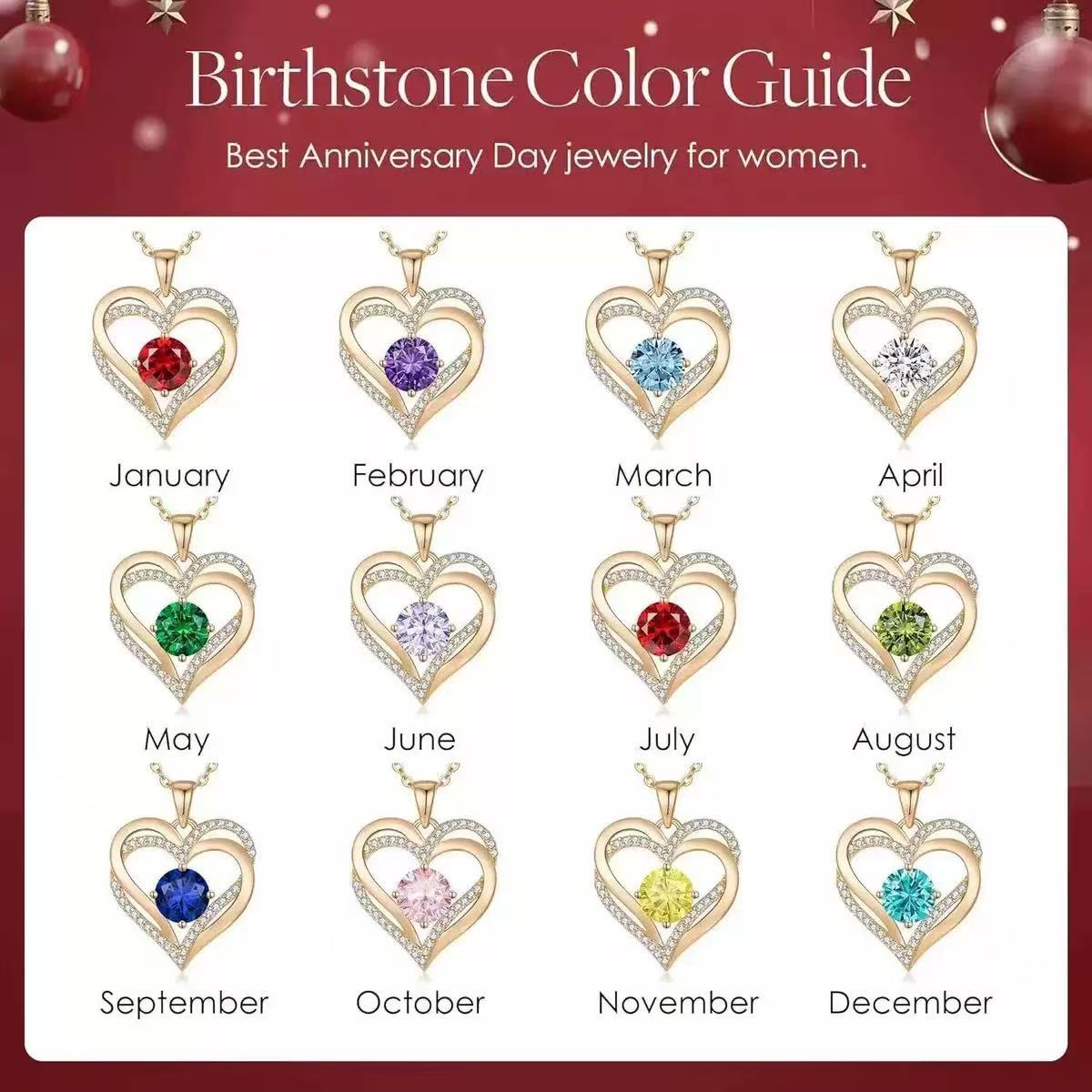 12 Months Birthstone Eternal Heart  -【Necklace】| 925 silver