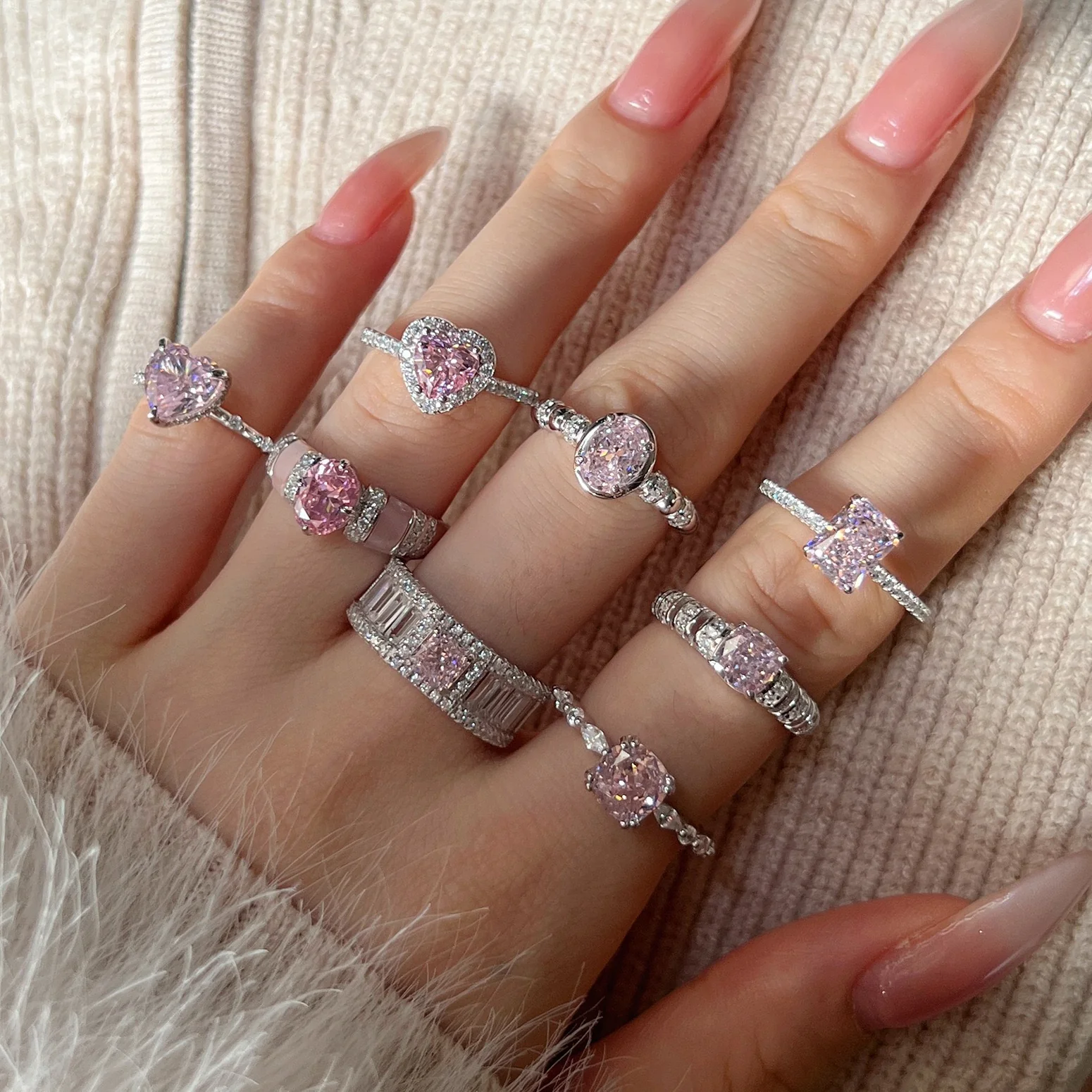 RINGS Pink Silver Ring Collection