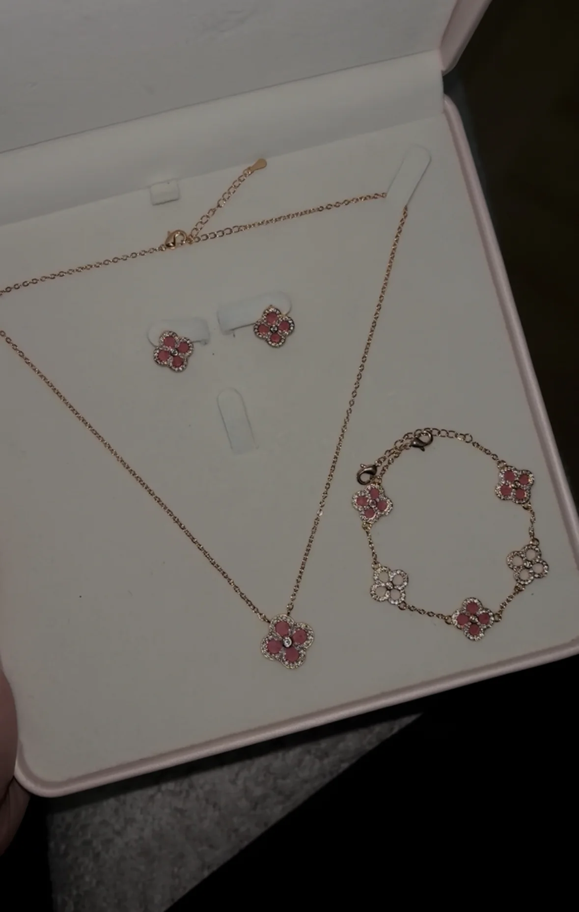 Peach Pink Gold Sakura Set（necklace/bracelet/earing/）