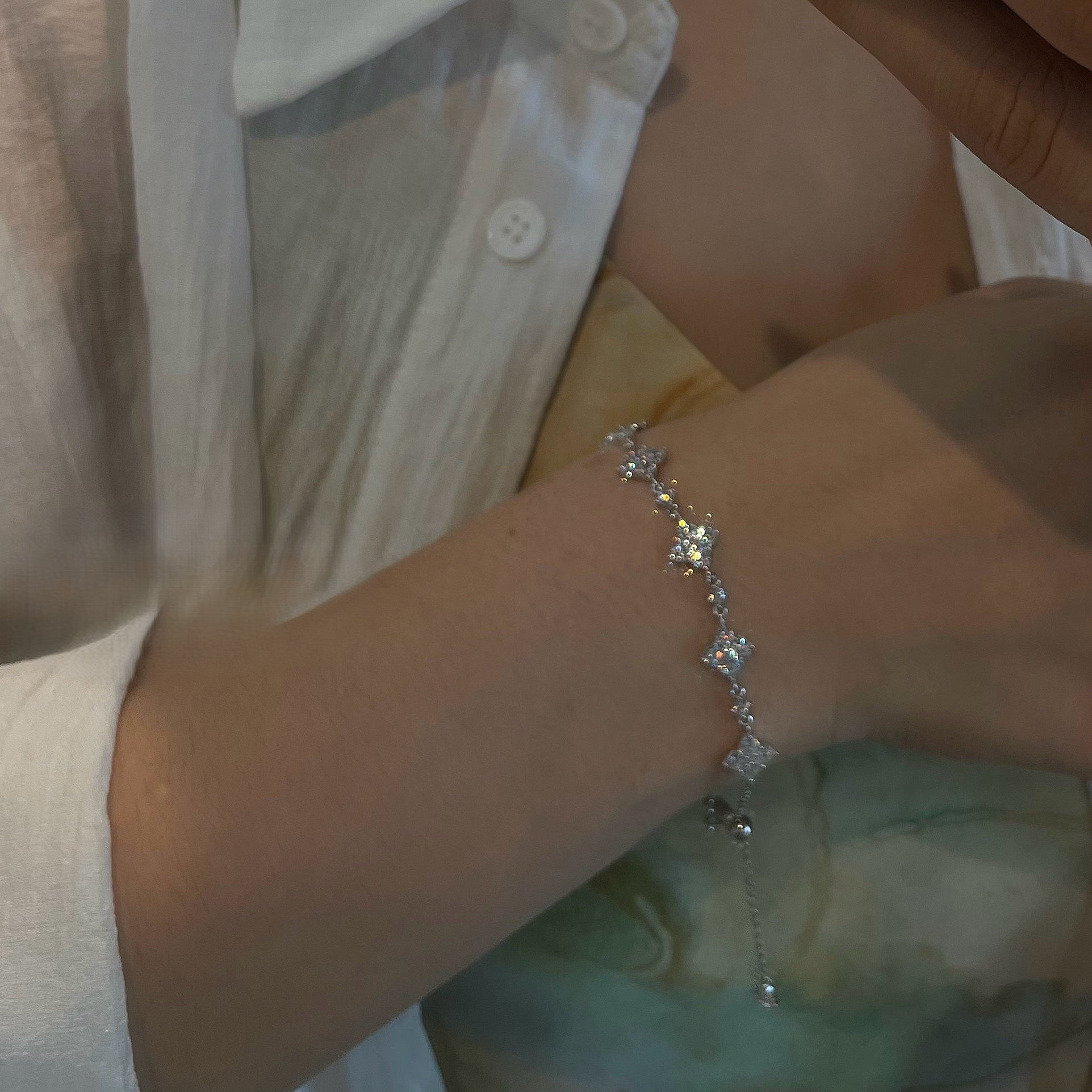 High quality! 925 silver four-leaf full diamond flower flower bracelet