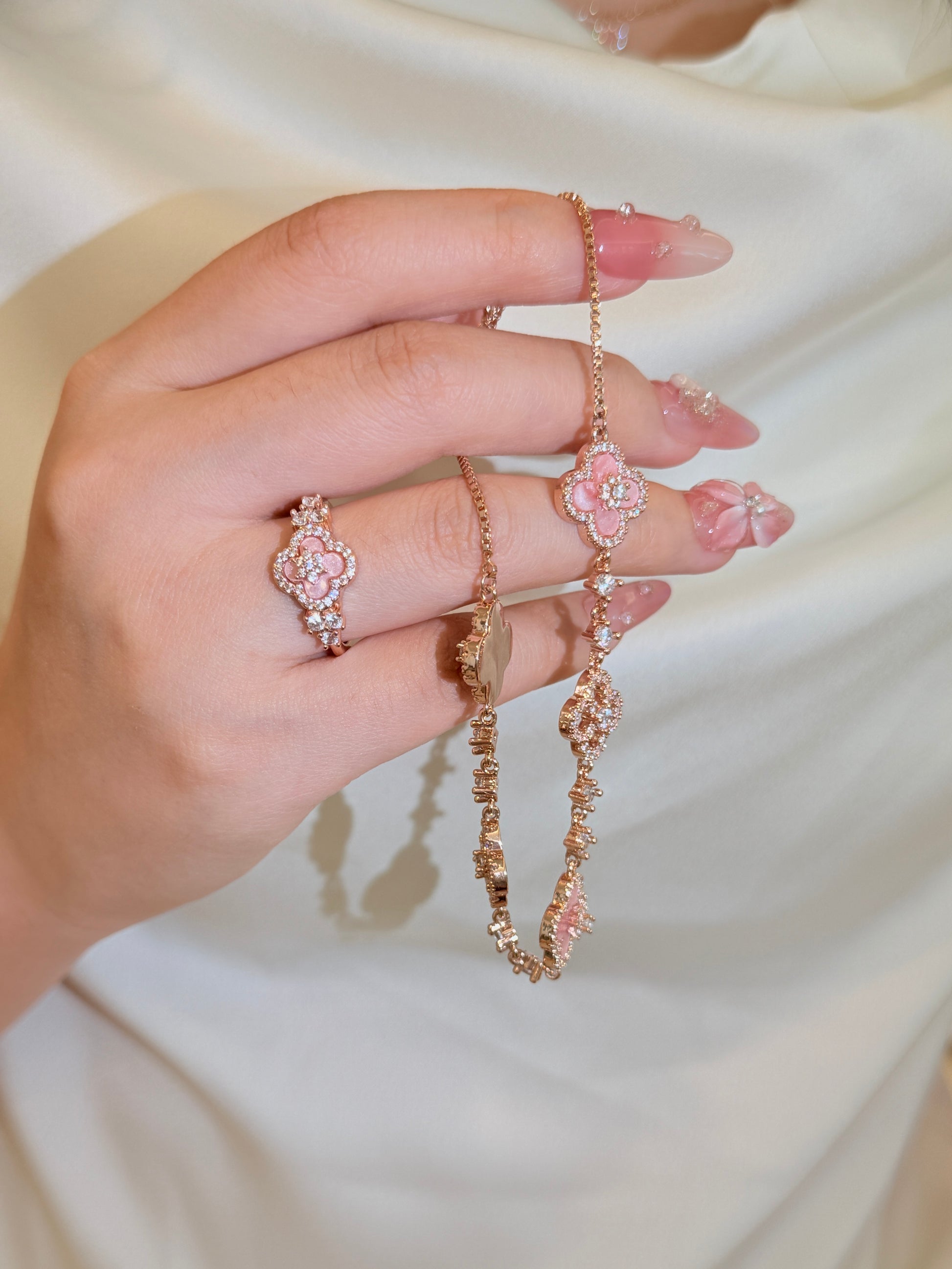 Pink Sakura Set(necklace/bracelet/earing/ring)