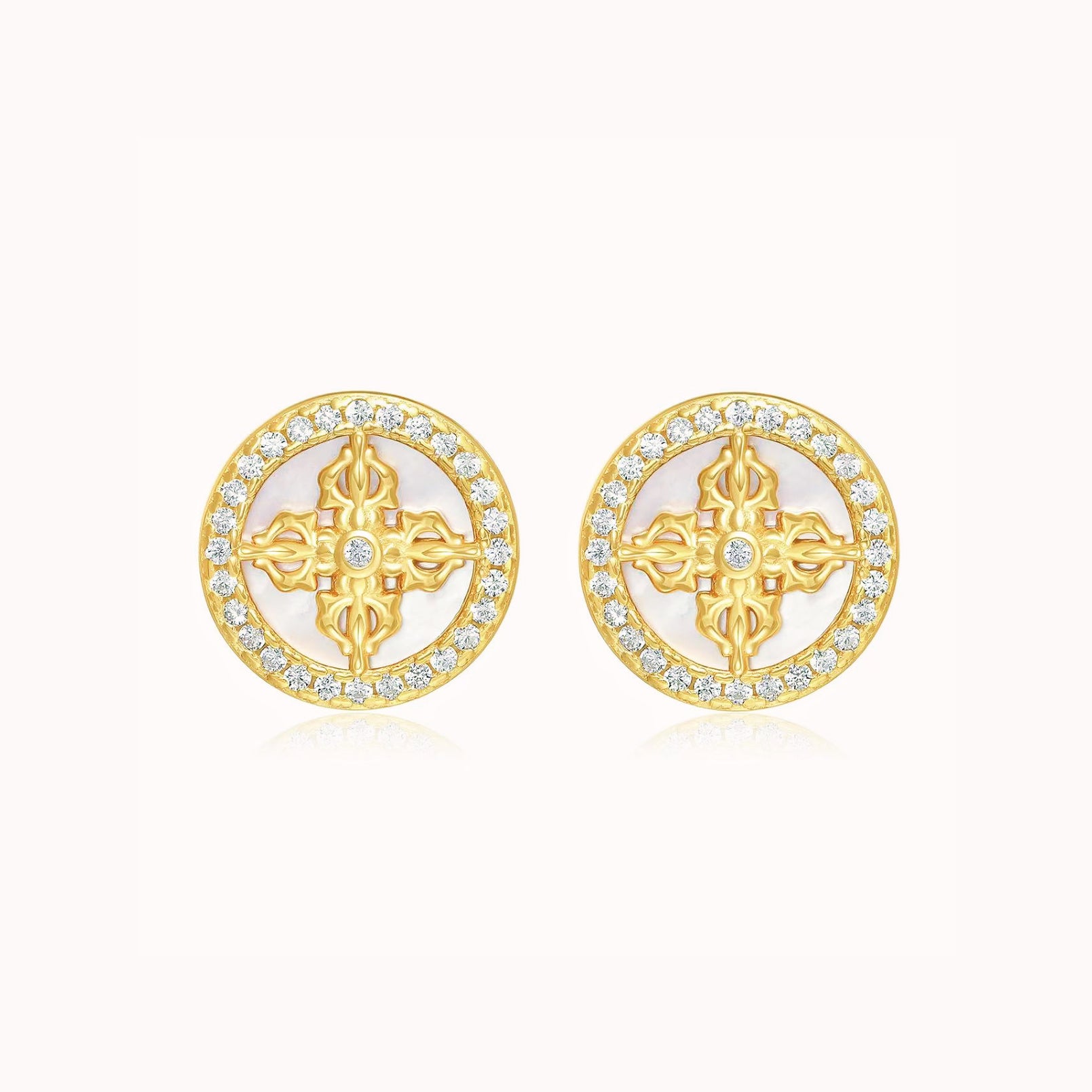 Round Cross Earrings