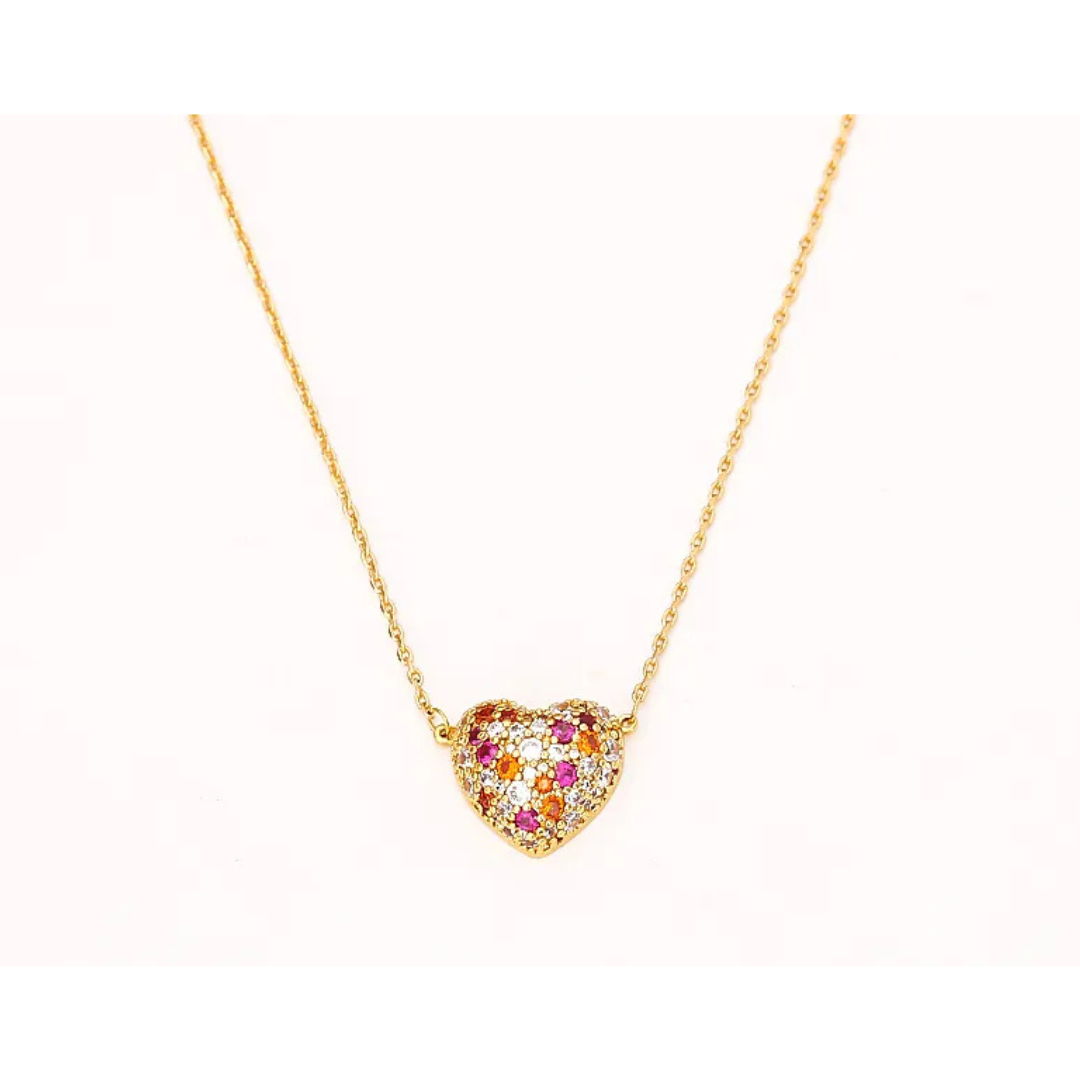 Heart-Shaped Colored Necklace / Earrings