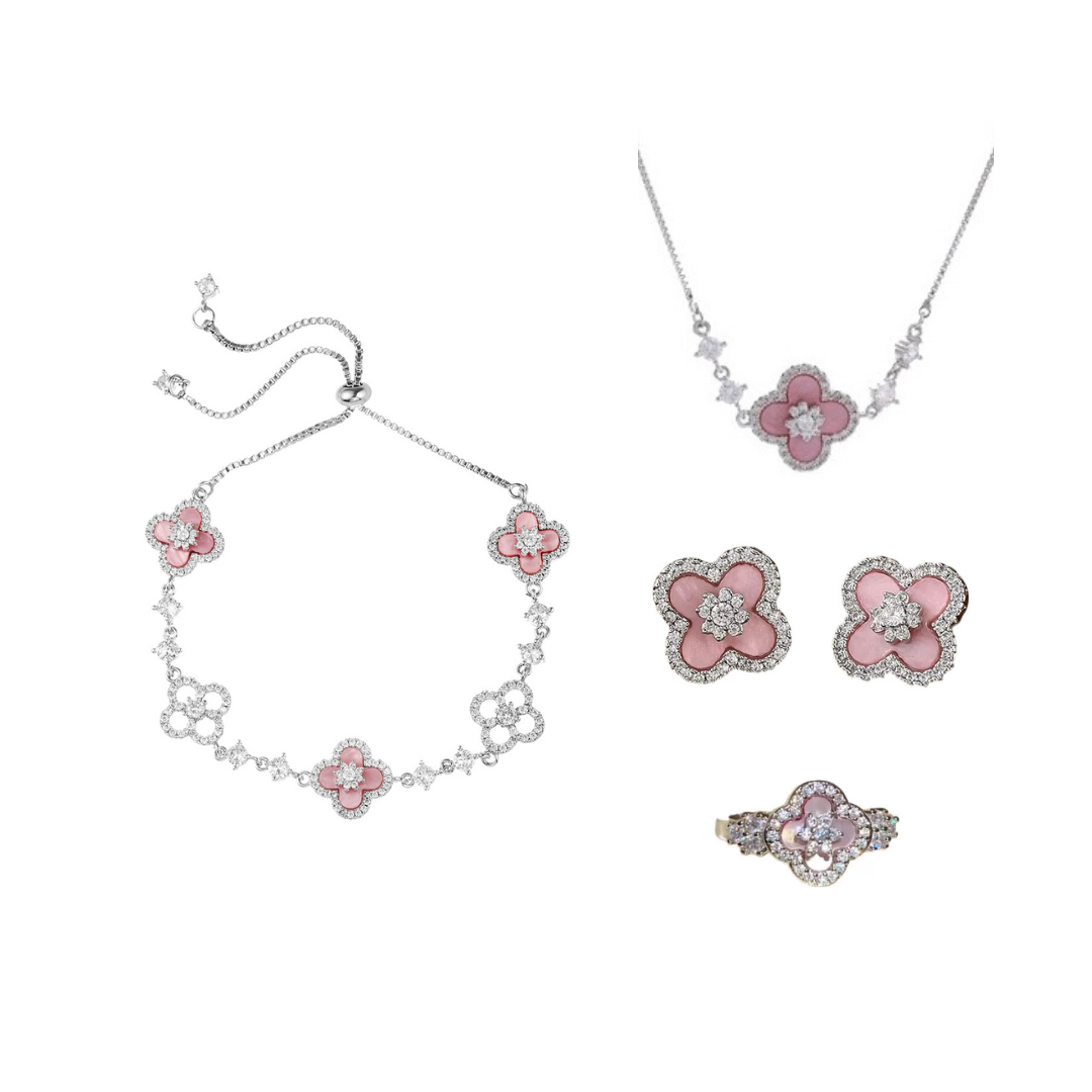 Pink silver Sakura Set（necklace/bracelet/earing/ring）