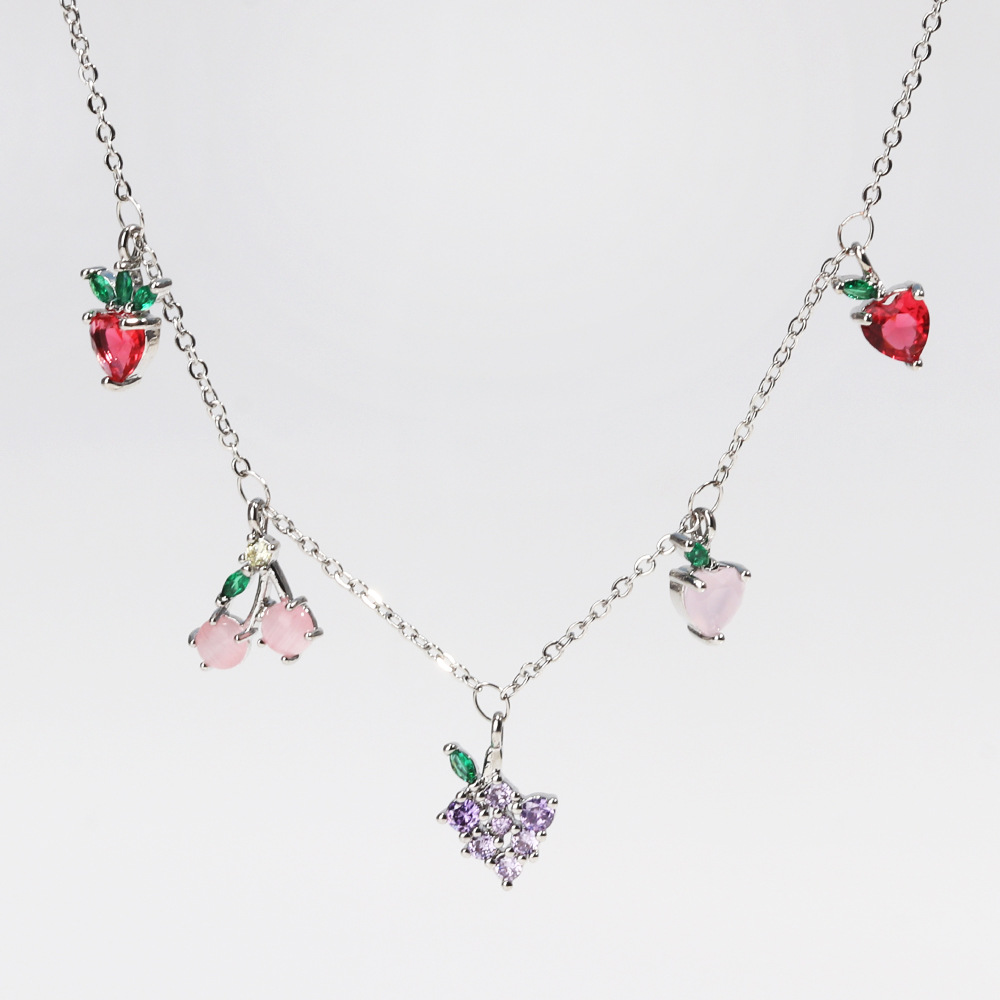 Cherry & Peach Tropical Fruit Clavicle Necklace/Bracelet