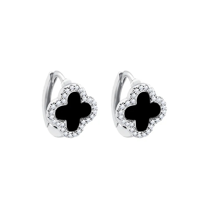 Black Silver Sakura Earrings