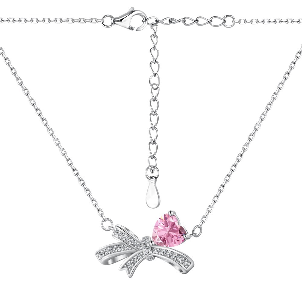  S925 Silver Bowknot & Heart- Necklace / Ring / Earrings / Set