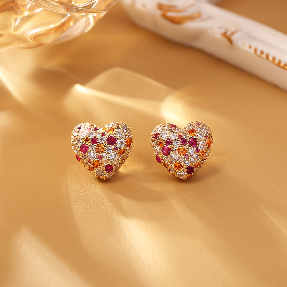 Heart-Shaped Colored Necklace / Earrings