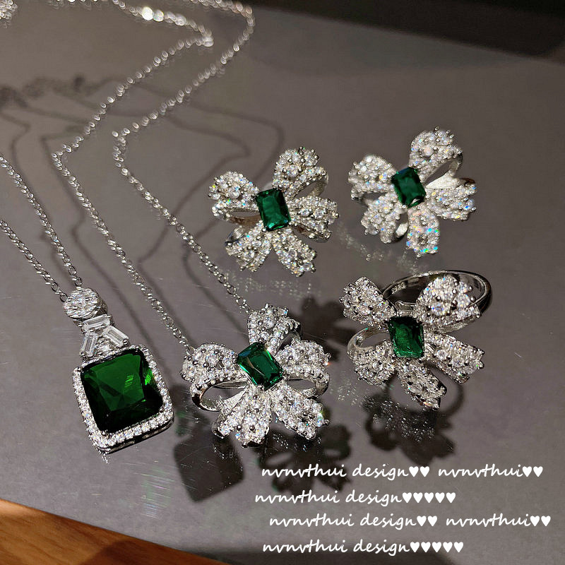 Peacock Green Gemstone-Bracelet / Necklace / Ring / Earrings / Set