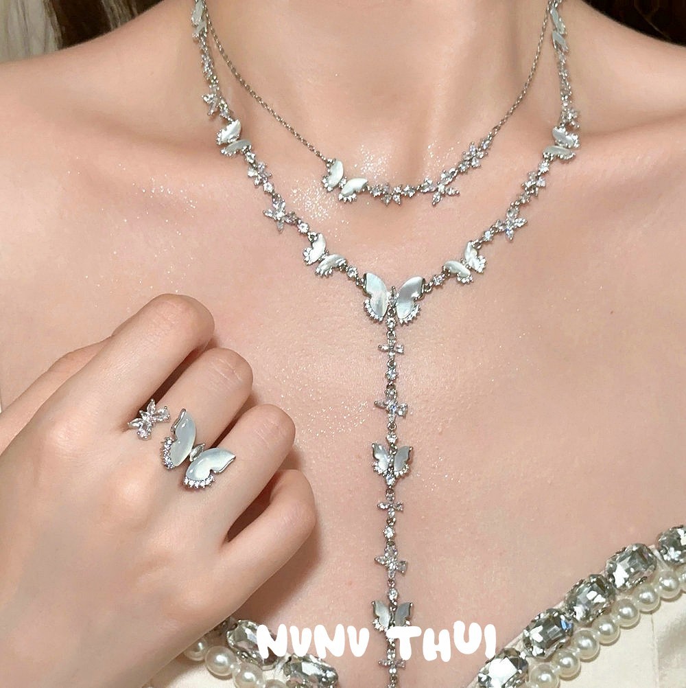 Vintage Butterfly Gem-Bracelet / Necklace / Ring / Earrings / Set