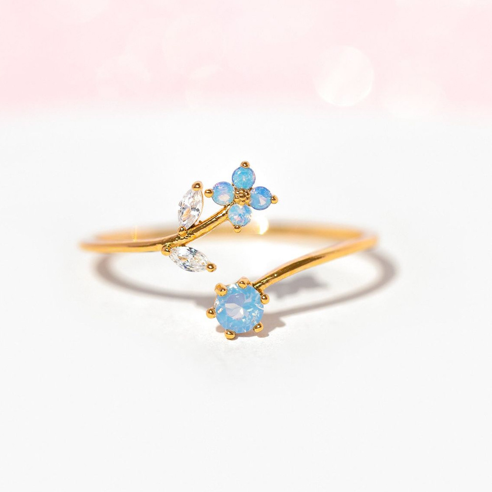 Dainty Blue Flower Bouquet Ring