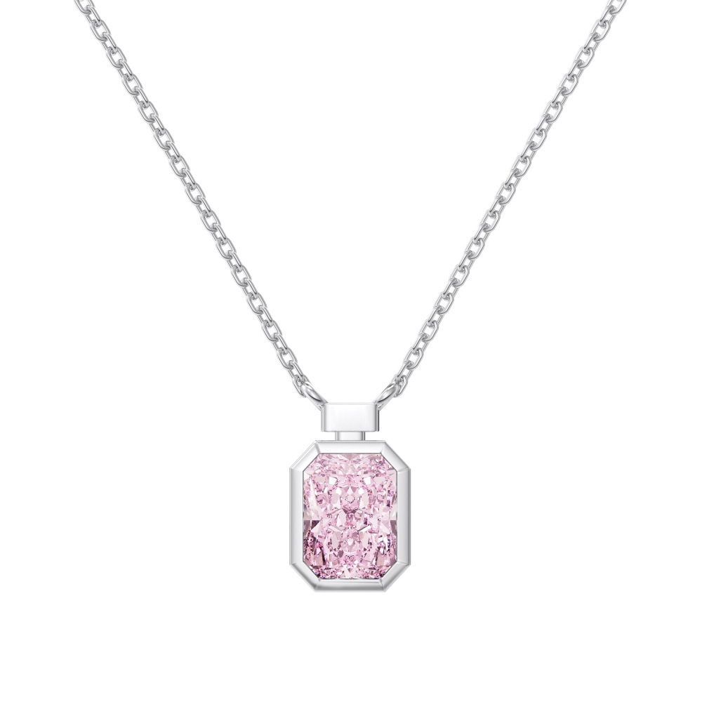 925Silver Sparkling Forest-Style Pink Heart Necklace