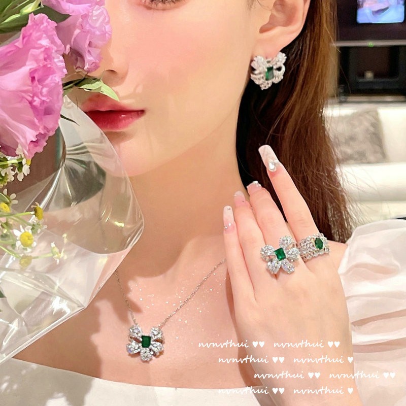 Peacock Green Gemstone-Bracelet / Necklace / Ring / Earrings / Set