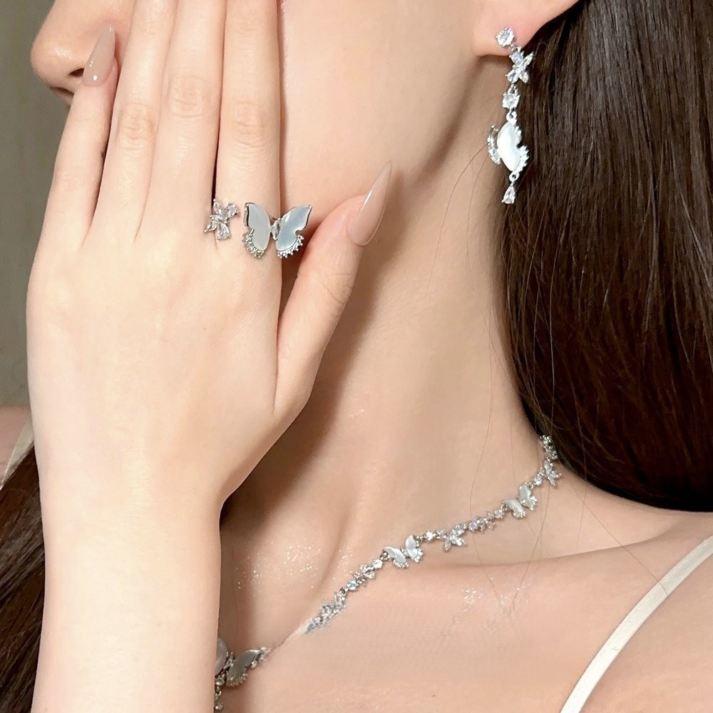 Vintage Butterfly Gem-Bracelet / Necklace / Ring / Earrings / Set