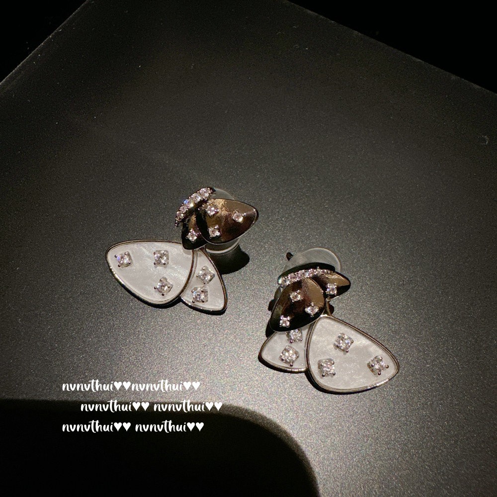 18K Gold Water Drop Butterfly Zircon Earrings