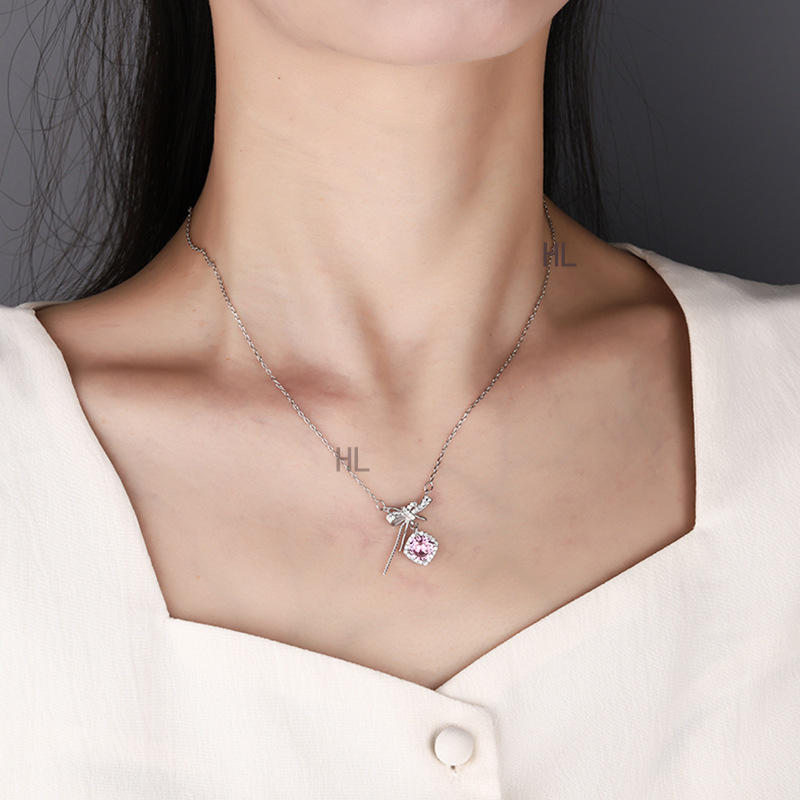 Romantic Bowknot Pink Necklace