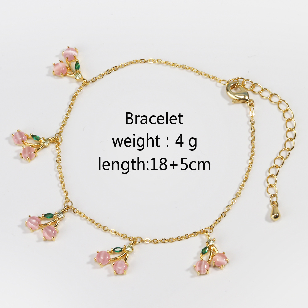 Cherry & Peach Tropical Fruit Clavicle Necklace/Bracelet