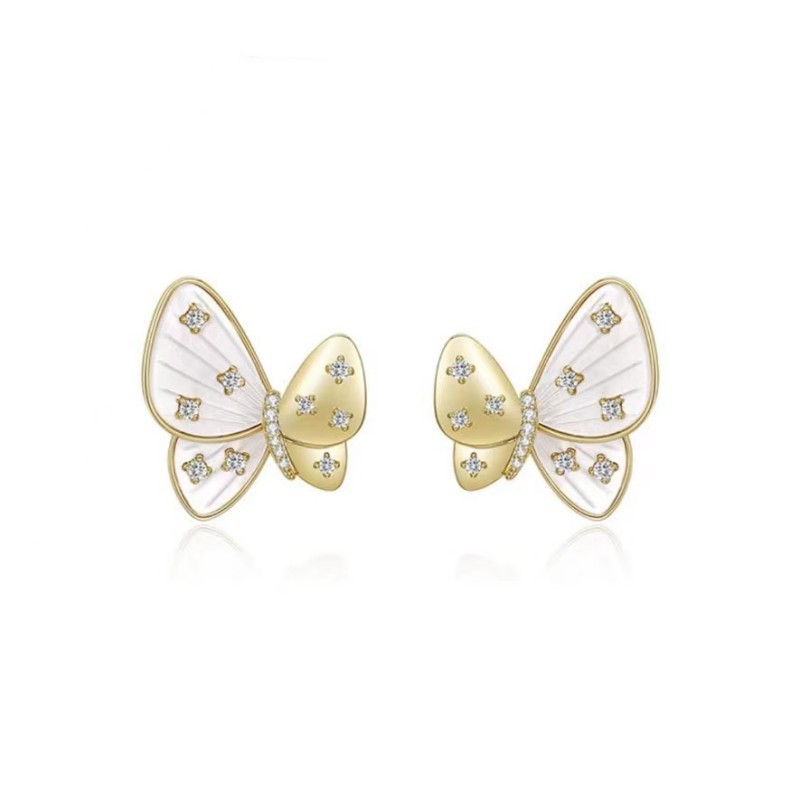 18K Gold Water Drop Bow Zircon Earrings