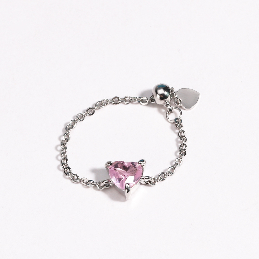 Heart Charm Stretch Chain Ring