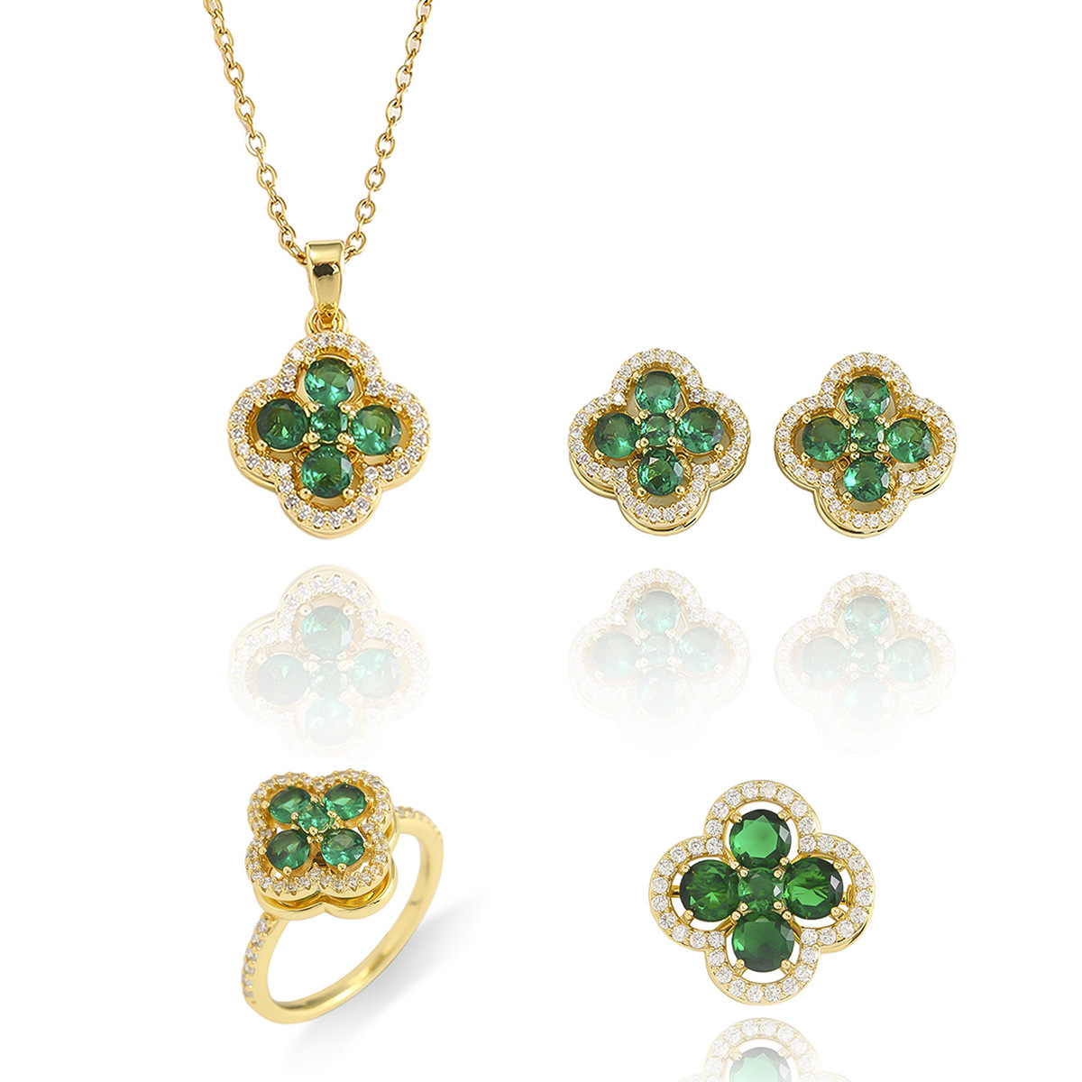 Rotating Sakura Earrings & Brooch & Ring & Necklace