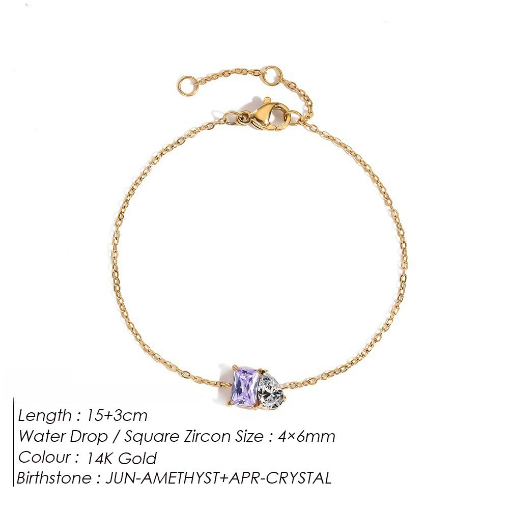 December Birthstone Romantic Teardrop Square Bracelet