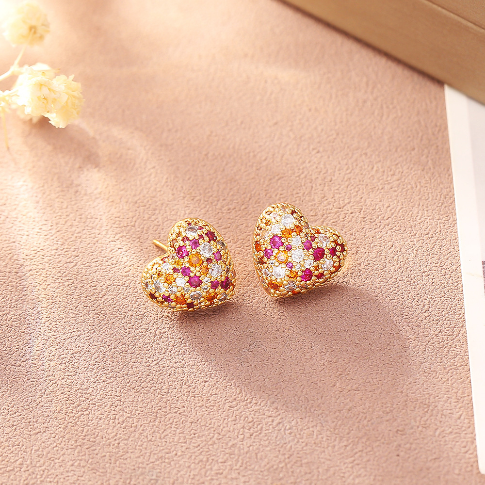 Heart-Shaped Colored Necklace / Earrings