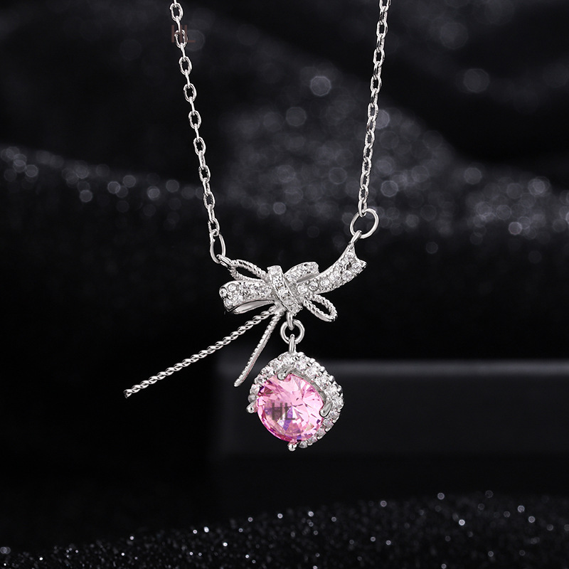 Romantic Bowknot Pink Necklace