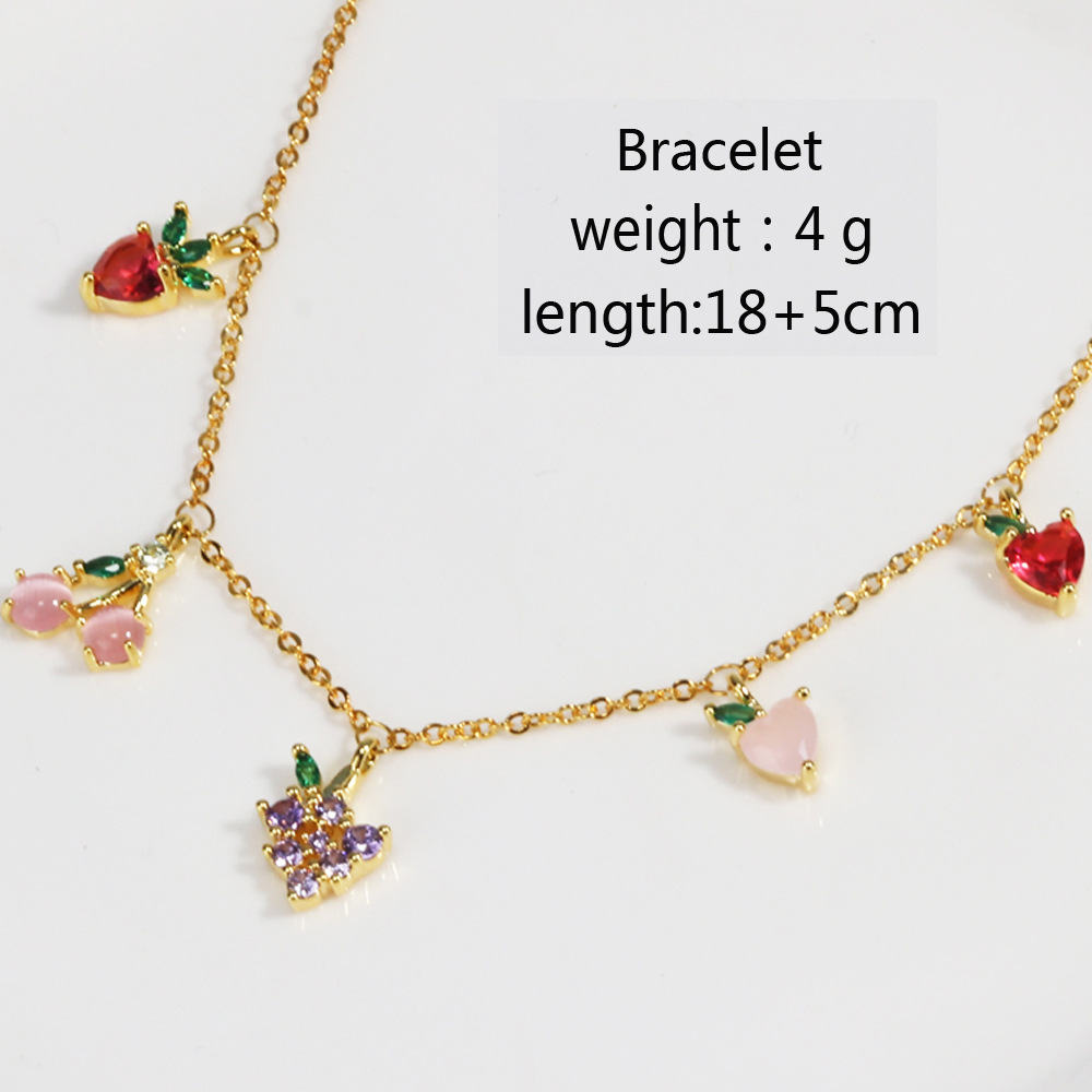 Cherry & Peach Tropical Fruit Clavicle Necklace/Bracelet