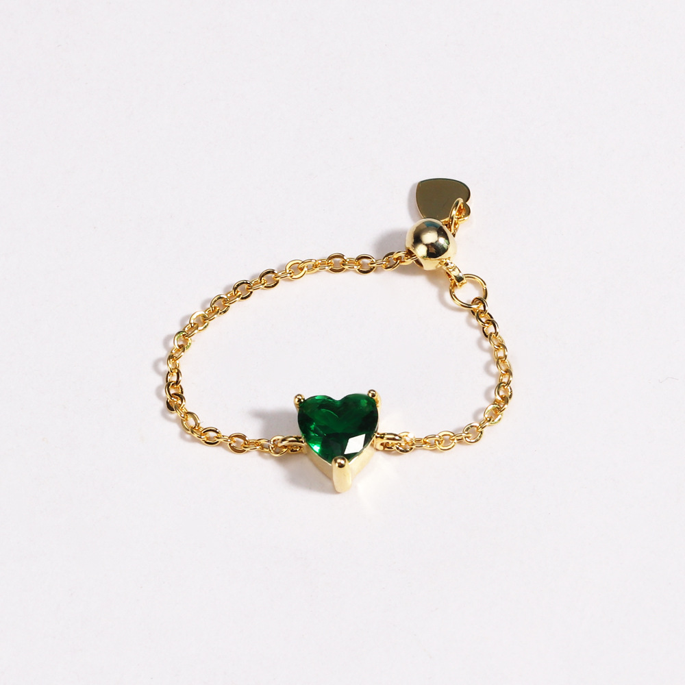 Heart Charm Stretch Chain Ring