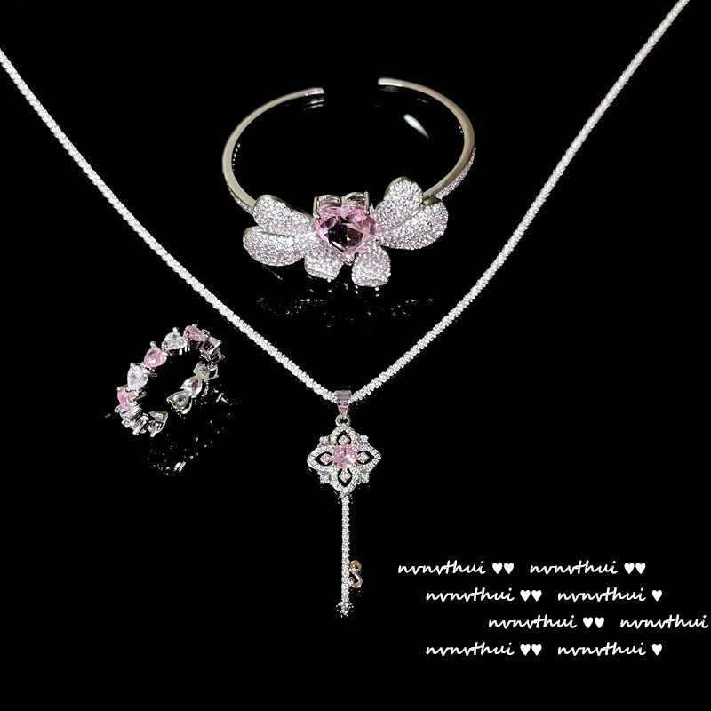 Candy pink heart-Bangle  / Necklace / Ring / Earrings