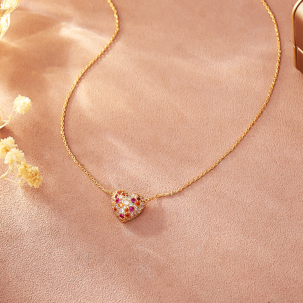 Heart-Shaped Colored Necklace / Earrings