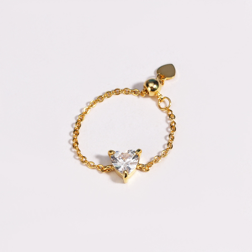 Heart Charm Stretch Chain Ring