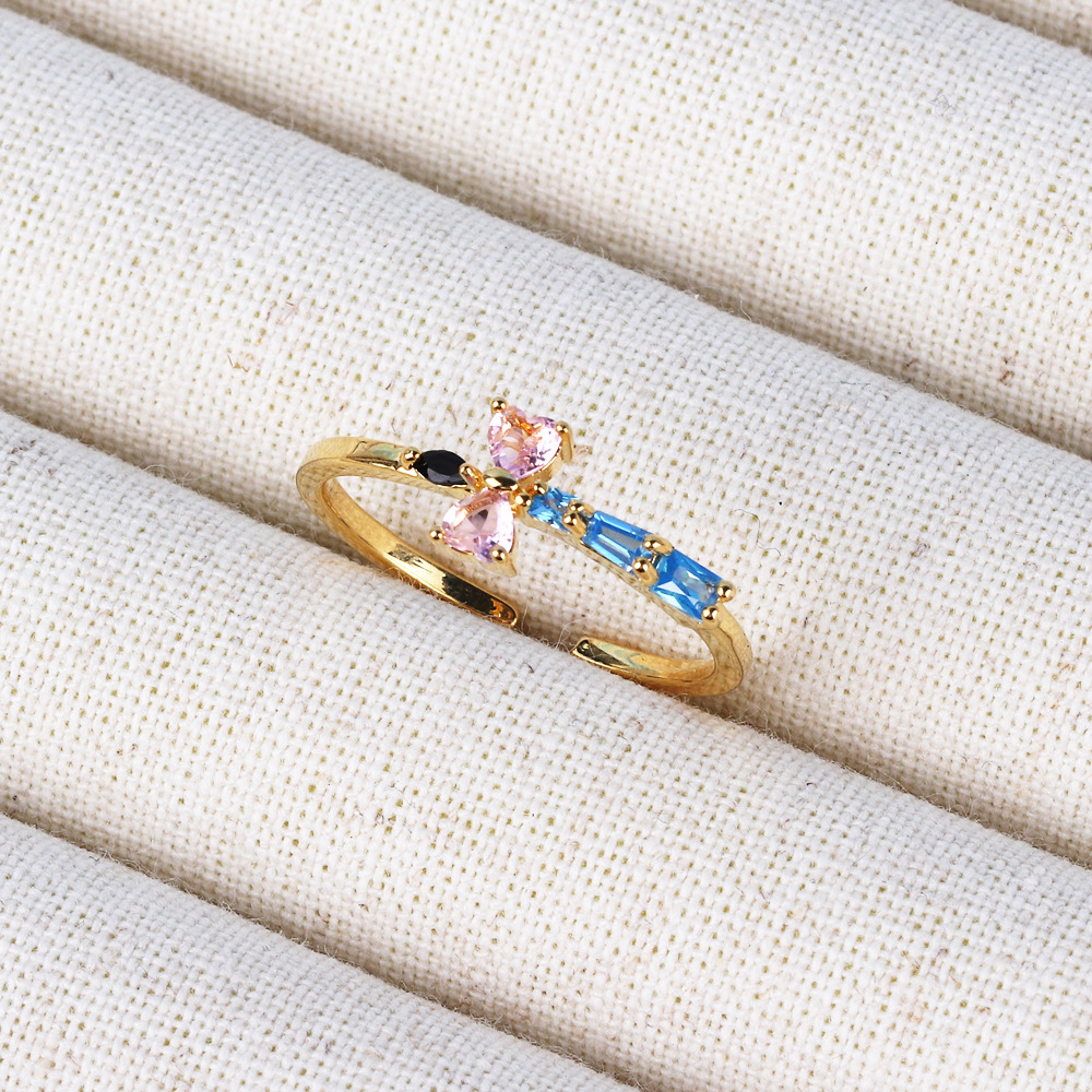 Dainty Blue Flower Bouquet Ring