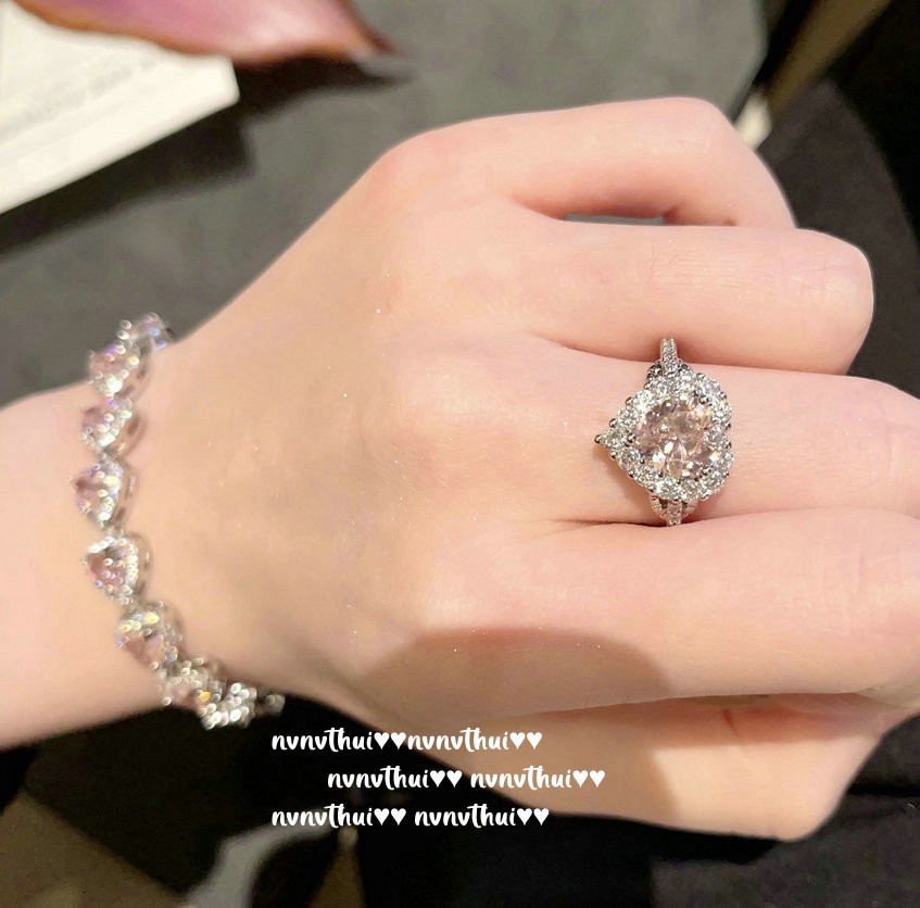 Sweetheart Peach Pink Heart Gemstone-Bracelet / Necklace / Ring / Earrings