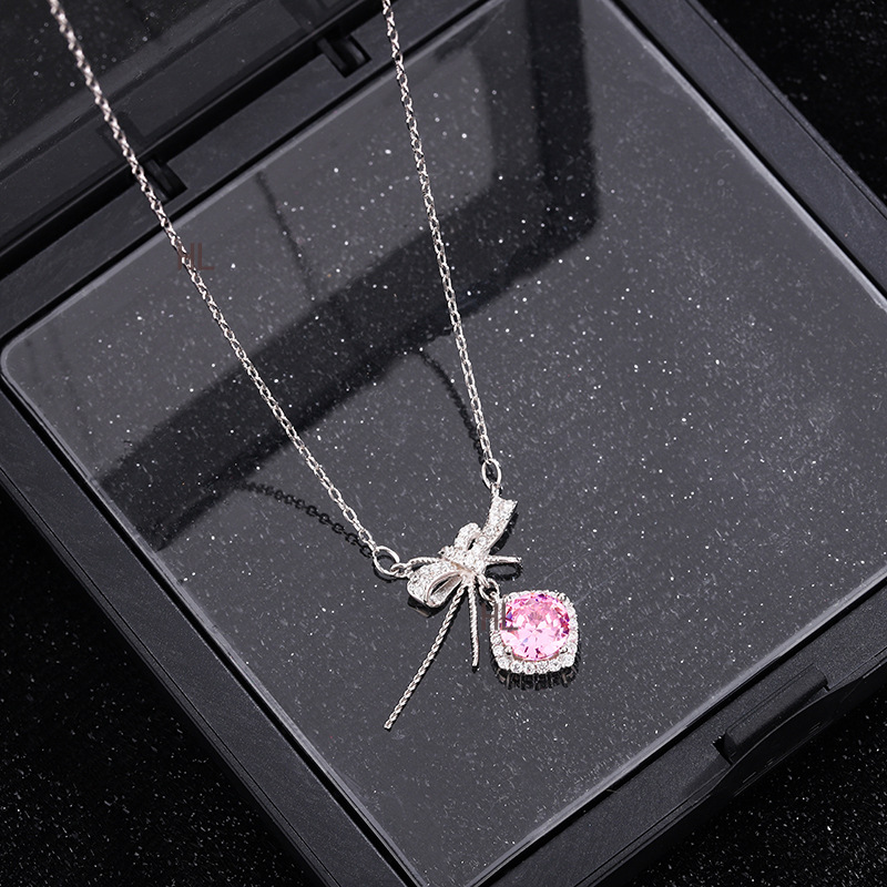 Romantic Bowknot Pink Necklace