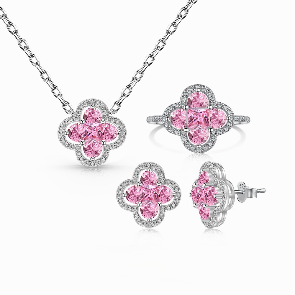  S925 Sterling Silver Sakura Dainty-Necklace / Ring / Earrings / Set