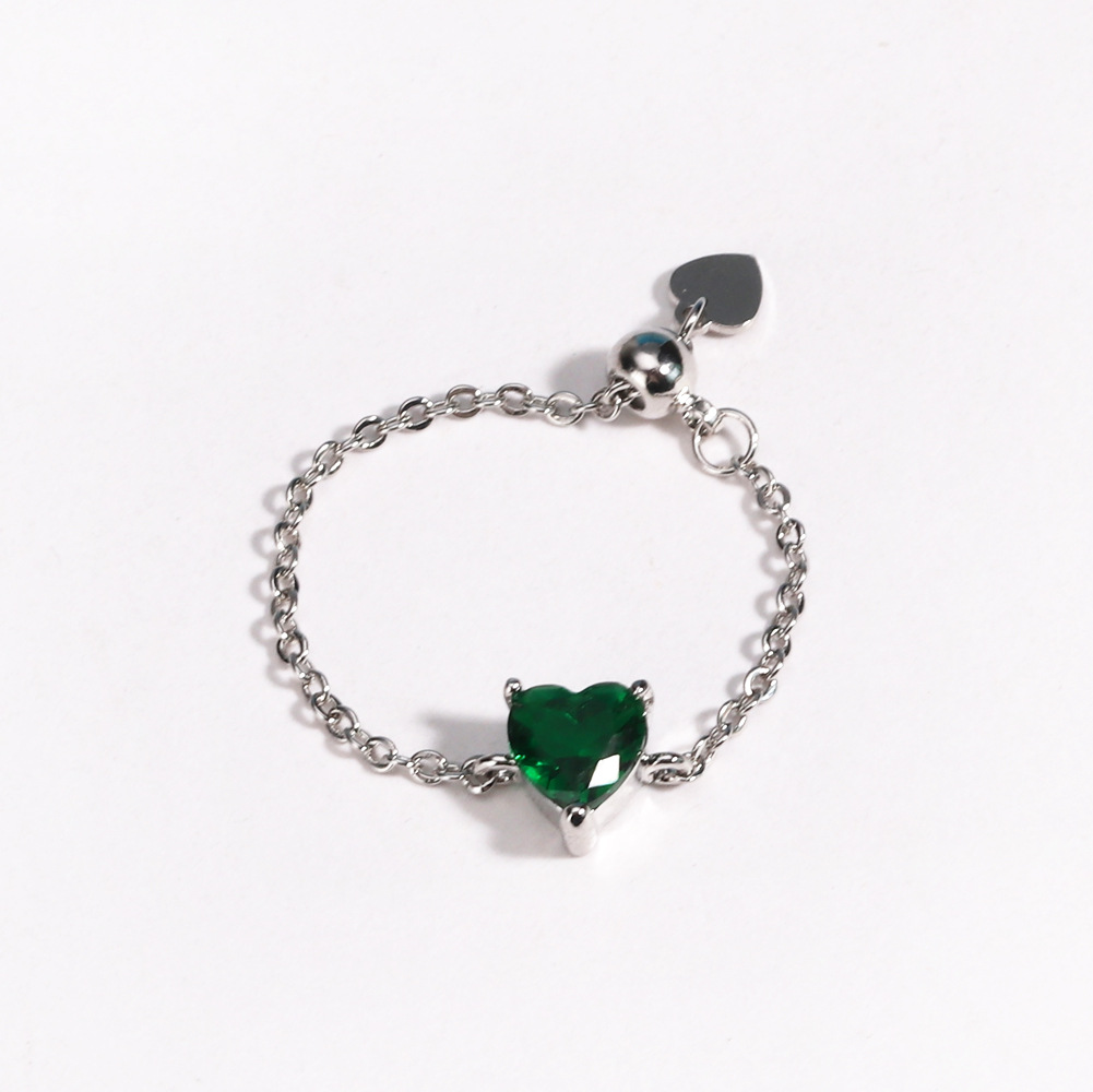Heart Charm Stretch Chain Ring